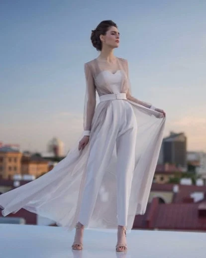 Wedding 2025 cape jumpsuit